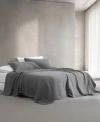 Calvin Klein Essential Garment Washed Cotton Jacquard Coverlets In Dark Gray