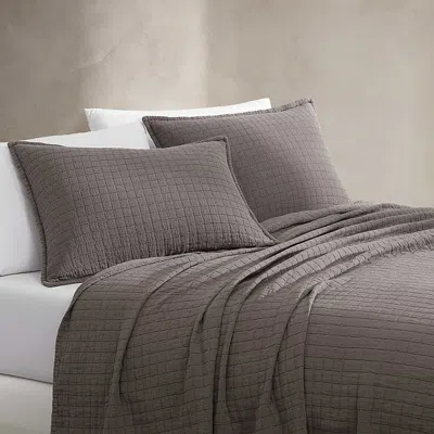 Calvin Klein Essential Garment Washed Cotton Jacquard King Sham In Elk Brown