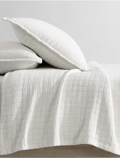 Calvin Klein Essential Garment Washed Cotton Jacquard Sham In Neutral
