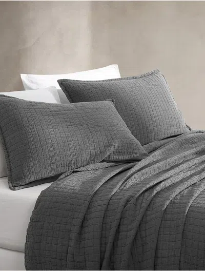 Calvin Klein Essential Garment Washed Cotton Jacquard Sham Set In Gray