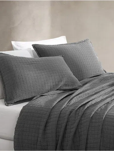 Calvin Klein Essential Garment Washed Cotton Jacquard Sham Set In Gray