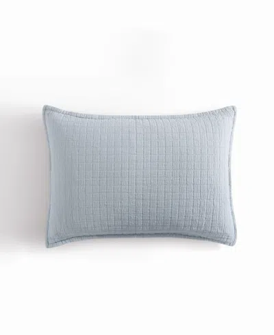 Calvin Klein Essential Garment Washed Cotton Jacquard Sham, Standard In Light Blue