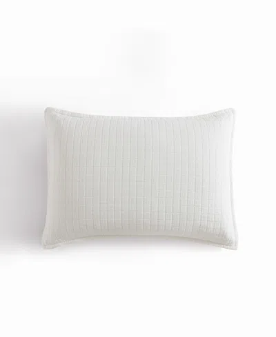 Calvin Klein Essential Garment Washed Cotton Jacquard Sham, Standard In Off White