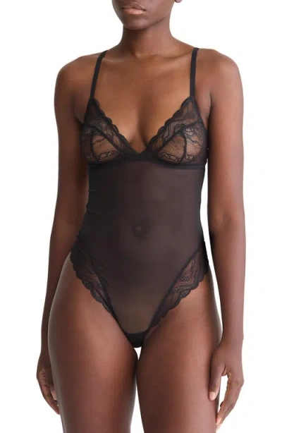 CALVIN KLEIN CALVIN KLEIN ESSENTIALS LACE & MESH TEDDY