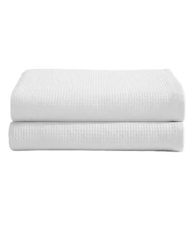 Calvin Klein Eternity Cotton Waffle 2-pc. Bath Towel Set, 64" X 34" In White