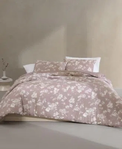 Calvin Klein Eternity Floral Cotton Gauze 3 Pc. Comforter Set In Mauve Pink