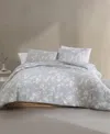 Calvin Klein Spring Branches Cotton Jacquard 3-pc. Comforter Set, Queen In Gray,ivory