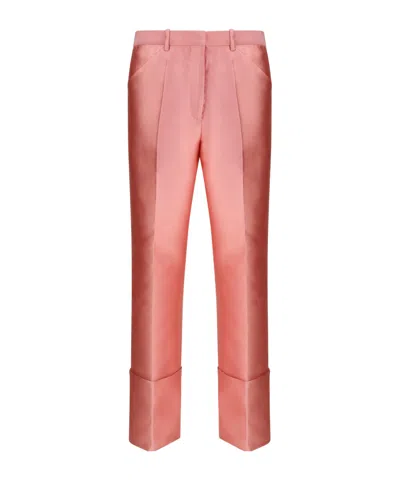 Calvin Klein Eva Satin Turn-up Tailored Trousers In Pink