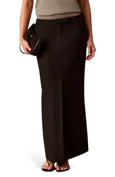 Calvin Klein Extended Tab Maxi Skirt In Brown