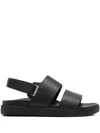 Calvin Klein Logo-lettering Leather Sandals In Black