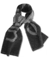 Calvin Klein Eyelash Fringe Contrasting Logo Blanket Scarf In Black