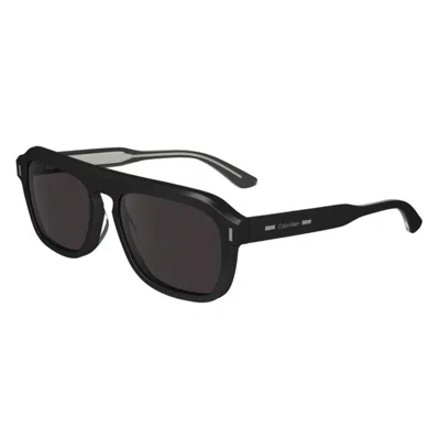 Calvin Klein Smoke Square Ladies Sunglasses Ck23535s 001 53 In Black