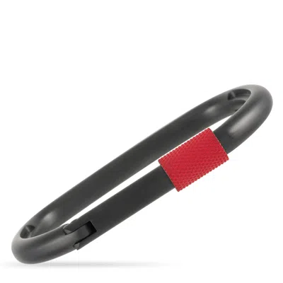 CALVIN KLEIN FACE STAINLESS STEEL BLACK PVD RED PAINT CLOSED CARABINER BANGLE BRACELET SIZE LARGE