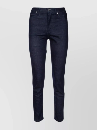 Calvin Klein Faded Wash Denim Trousers With Belt Loops In Blue
