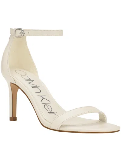 Calvin Klein Fairy Womens Leather Ankle Strap Heels In Ivory Leather