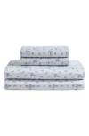 Calvin Klein Falling Petals 300 Thread Count Sateen Sheet Set In Pale Grey/blue