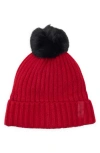 Calvin Klein Faux Fur Pompom Beanie In Red