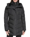 Calvin Klein Faux Fur Trim Puffer Coat In Black