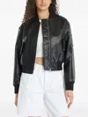 Calvin Klein Faux-leather Bomber Jacket In Black