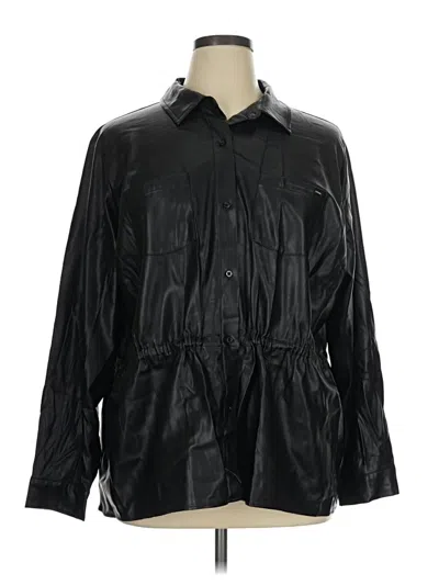 Pre-owned Calvin Klein Faux Leather Jacket In Black