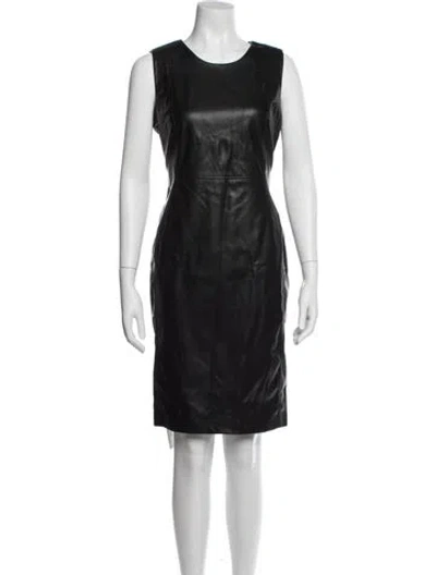 Pre-owned Calvin Klein Faux Leather Knee-length Dress In Blue