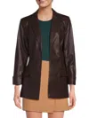 Calvin Klein Faux Leather Open Front Jacket In Coffee Bean