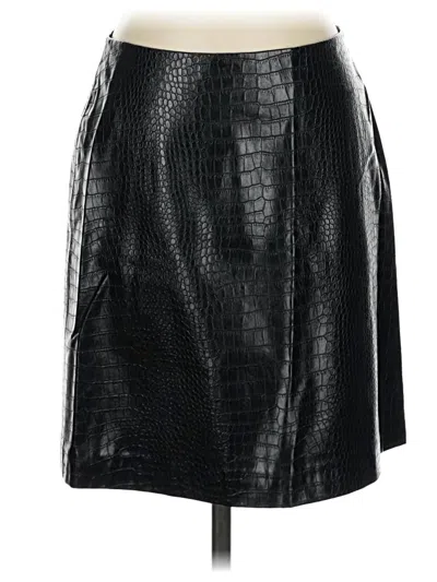Pre-owned Calvin Klein Faux Leather Skirt In Black