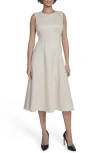 Calvin Klein Faux Suede Midi A-line Dress In White