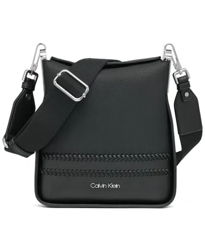 Calvin Klein Fay Canvas Crossbody In Black
