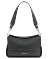 Calvin Klein Fay Whipstich Canvas Shoulder Bag In Black