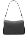 Calvin Klein Fay Demi Shoulder With Magnetic Top Closure In Black,silver