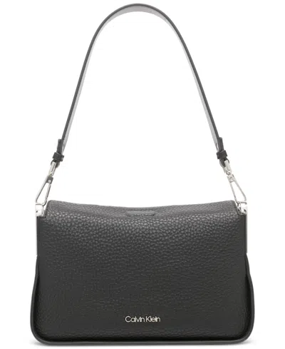Calvin Klein Fay Demi Shoulder With Magnetic Top Closure In Black,silver