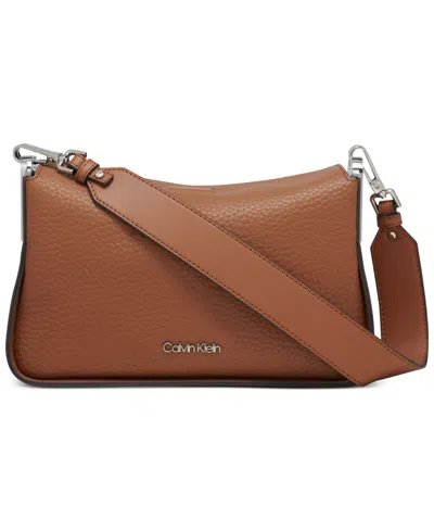 Calvin Klein Fay Demi Shoulder With Magnetic Top Closure In Brown