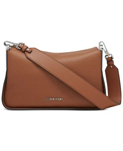Calvin Klein Fay Demi Shoulder With Magnetic Top Closure In Caramel
