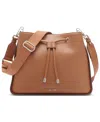 Calvin Klein Fay Drawstring Hobo With Adjustable Web Strap In Caramel