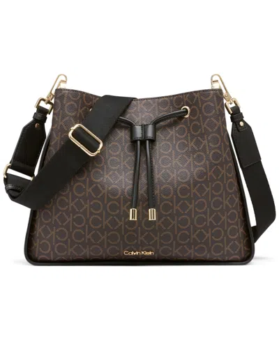 Calvin Klein Fay Hobo In Brown Khaki,black
