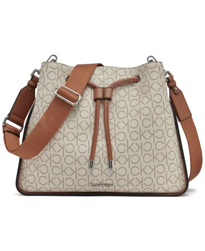 Calvin Klein Fay Hobo In Vanilla Khaki Linear