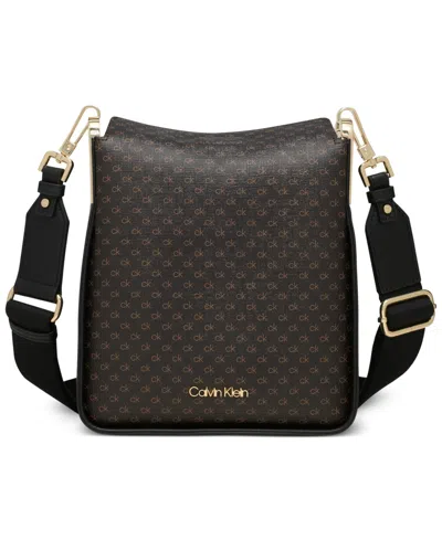 Calvin Klein Fay Logo Small Crossbody Bag In Brown Khk