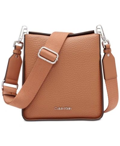 Calvin Klein Fay Small Adjustable Crossbody With Magnetic Top Closure In Caramel