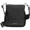 Calvin Klein Fay Whipstich Canvas Crossbody Bag In Black