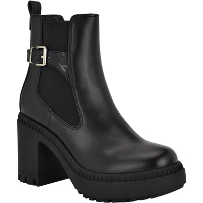 Calvin Klein Fayth Womens Stretch Faux Leather Ankle Boots In Multi
