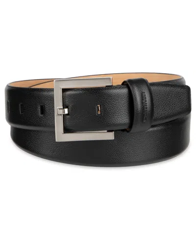 Calvin Klein Fe Harness Buckle Embossed Belt In Black