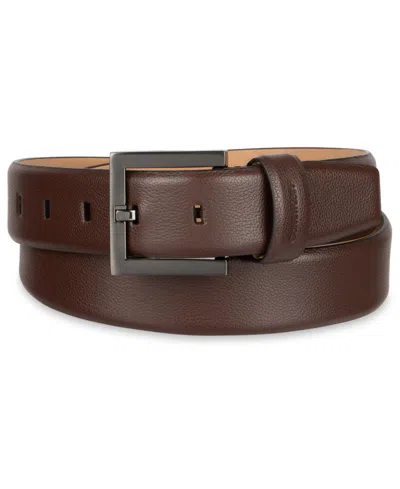 Calvin Klein Fe Harness Buckle Embossed Belt In Brown