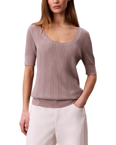 Calvin Klein Fine Gauge Pointelle Top In Purple