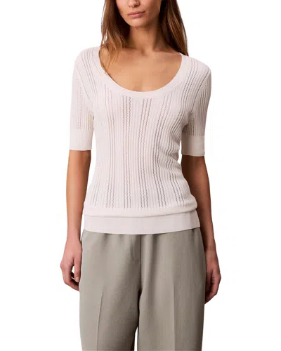 Calvin Klein Fine Gauge Pointelle Top In White