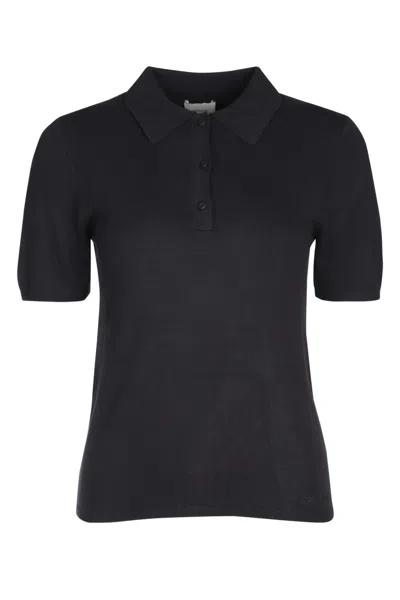 Calvin Klein Fine Gauge Viscose Polo In Black