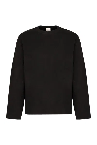 Calvin Klein Fine Knit Crew-neck Sweater In Black