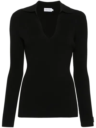 Calvin Klein Fine-ribbed Jumper In Black