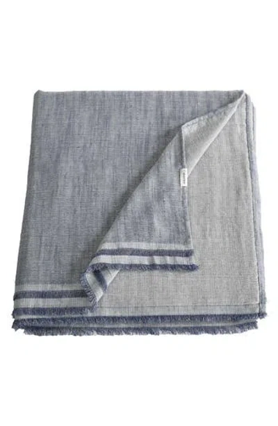 Calvin Klein Fine Weave Linen & Cotton Blend Throw Blanket In Blue