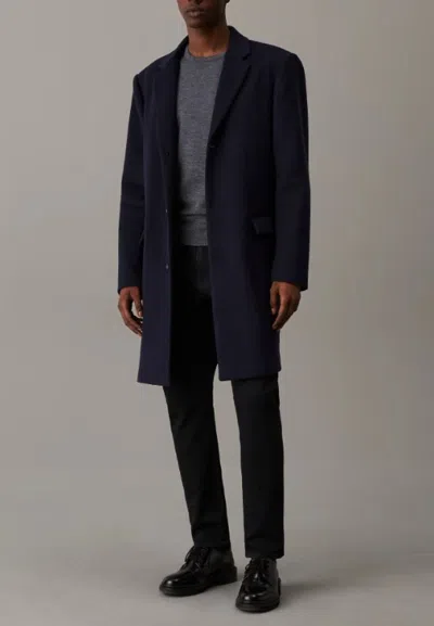 Calvin Klein Fine Wool Blend Coat In Blu